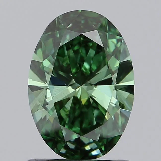 0.95ct Oval Lab Grown Diamond (Colour Fancy Vivid Green, Clarity SI1, IGI Certified)