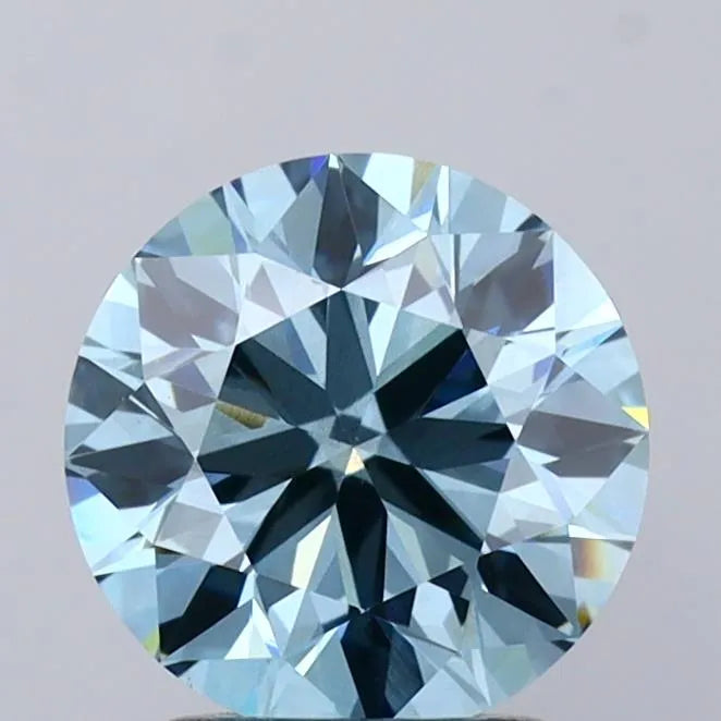2.00ct Round Lab Grown Diamond (Colour Fancy Vivid Blue, Clarity VS1, Cut ID, IGI Certified)