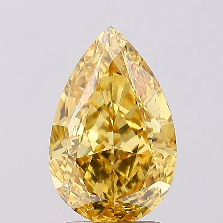 2.55ct Pear Lab Grown Diamond (Colour Fancy Vivid Yellow, Clarity VS2, IGI Certified)