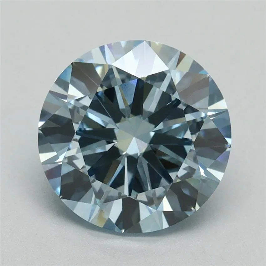 3.00ct Round Lab Grown Diamond (Colour Fancy Intense Blue, Clarity VVS2, Cut EX, IGI Certified)