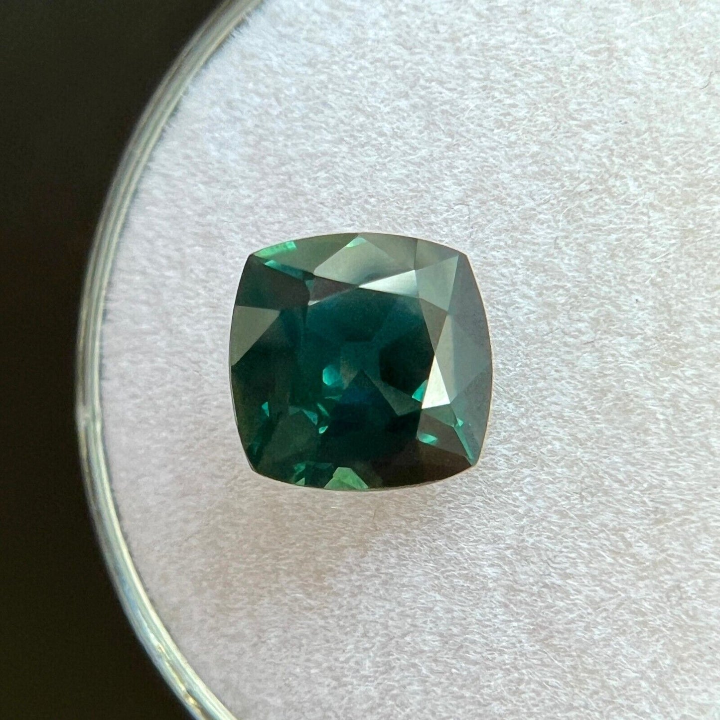 2.17ct NATURAL Deep Blue Green AUSTRALIAN Sapphire Cushion Cut 7.3x7.5mm Gem