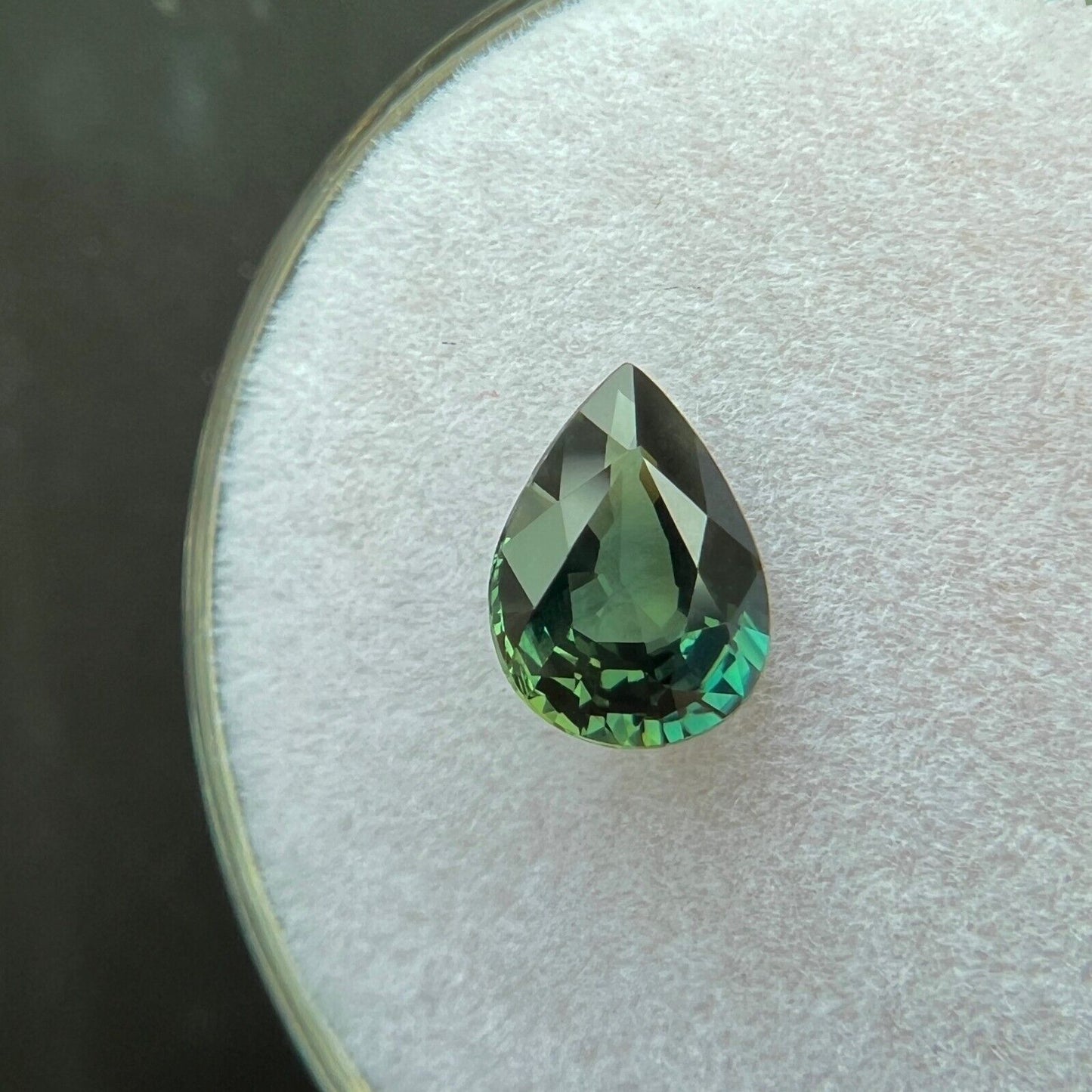 FINE 1.02ct Australian DEEP Green NATURAL Sapphire Pear Cut Gem 7.6x5.5mm VVS