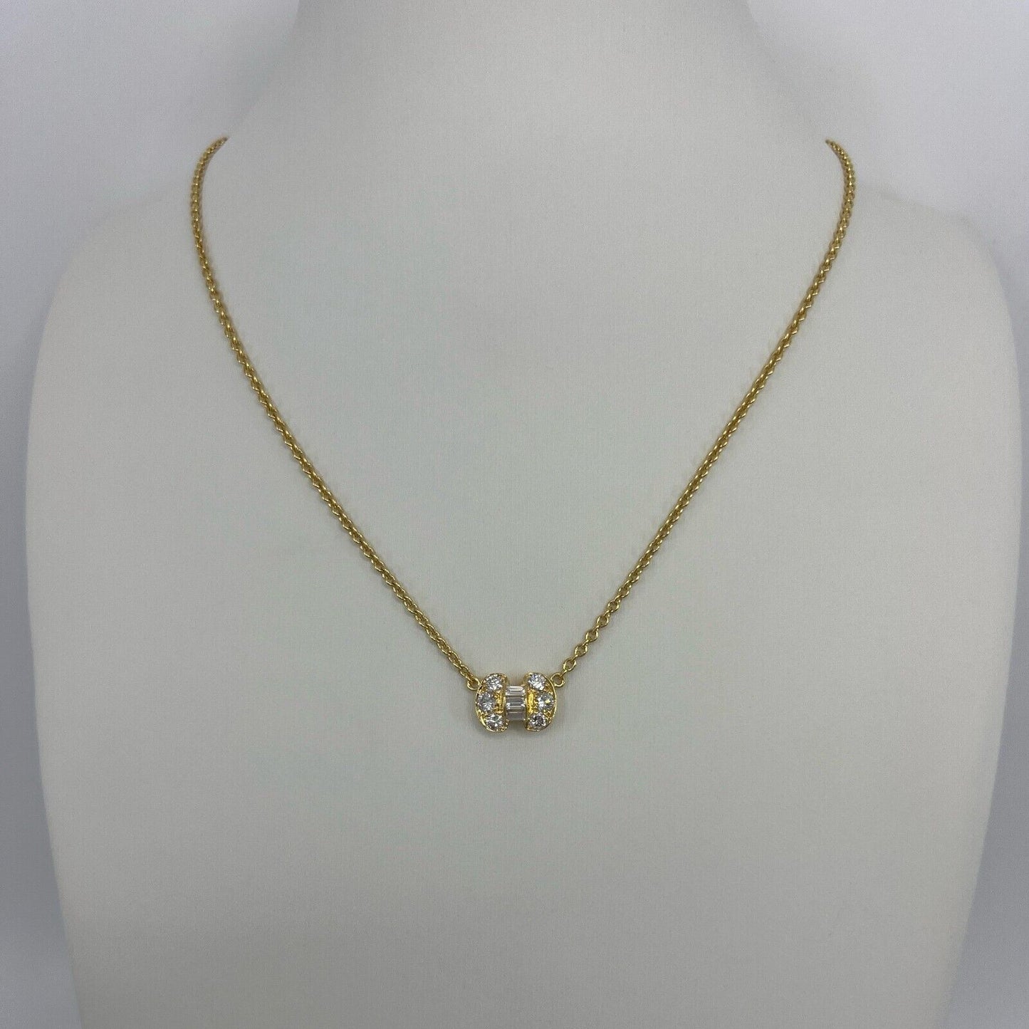 Vintage Van Cleef & Arpels Diamond Ribbon Bow 18k Yellow Gold Pendant Necklace