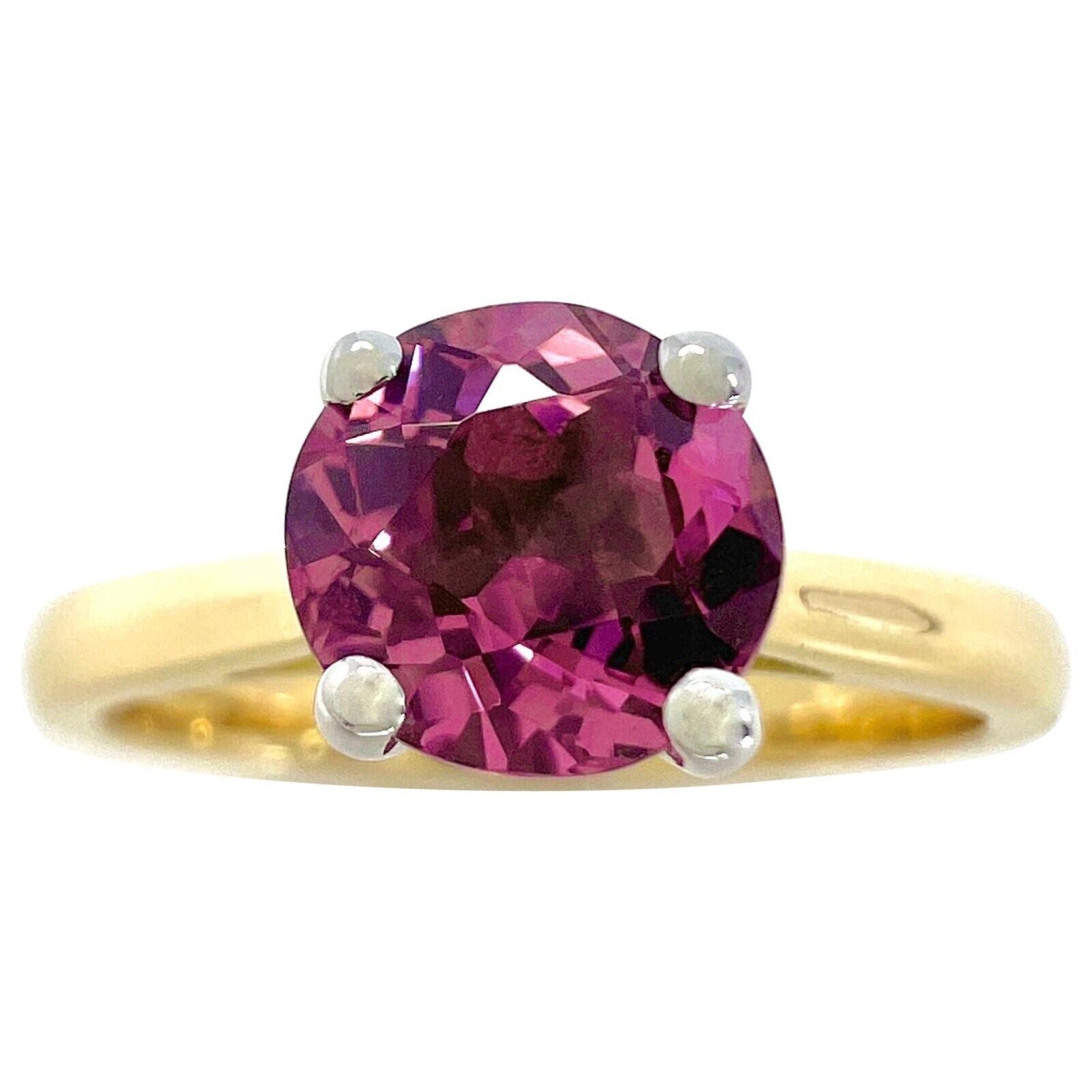 Vivid Pink Mahenge Spinel Round Cut 18k Yellow White Gold