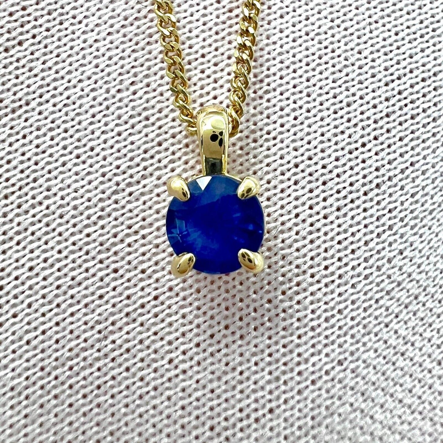 Round Cut Cornflower Blue Ceylon Sapphire 18k Gold Diamond Hidden Halo Pendant