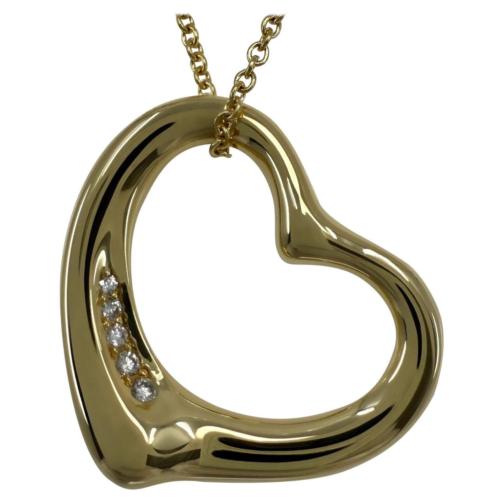 Tiffany Elsa Peretti Large Open Heart Diamond 18k Gold