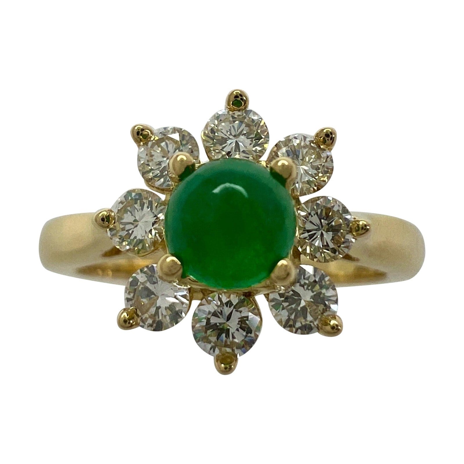Rare Vintage Tiffany Round Emerald Diamond 18k Gold Cluster