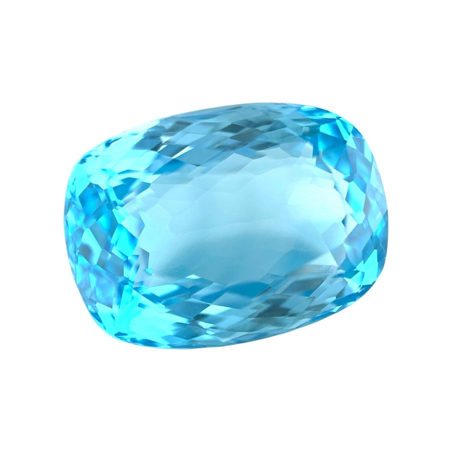 24.55ct NATURAL Swiss Blue Topaz CUSHION Cut Loose Gemstone 14.6mm VVS