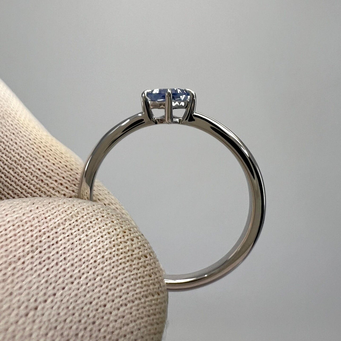 0.50ct Deep Blue Sapphire Fancy Kite Cut 18k White Gold Modern Solitaire Ring