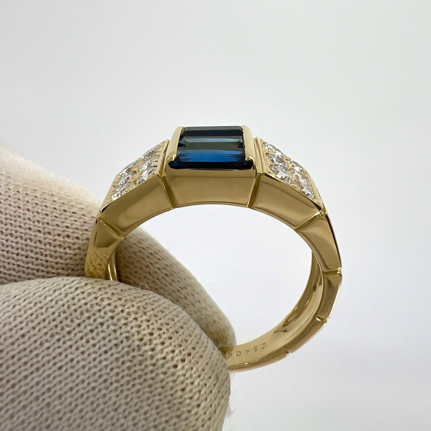 Rare Vintage Van Cleef & Arpels Blue Sapphire And Diamond Cocktail Band Ring