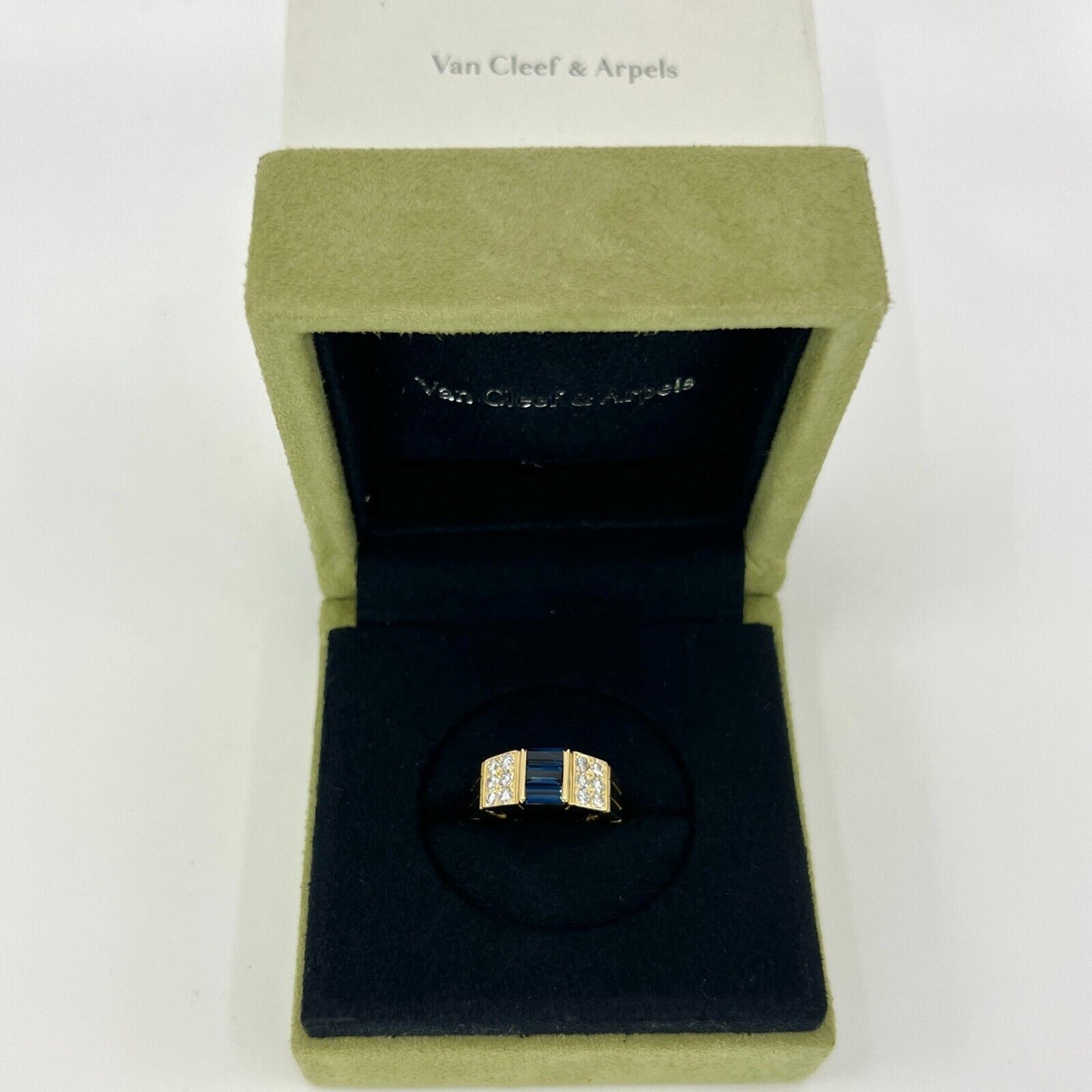 Rare Vintage Van Cleef & Arpels Blue Sapphire And Diamond Cocktail Band Ring