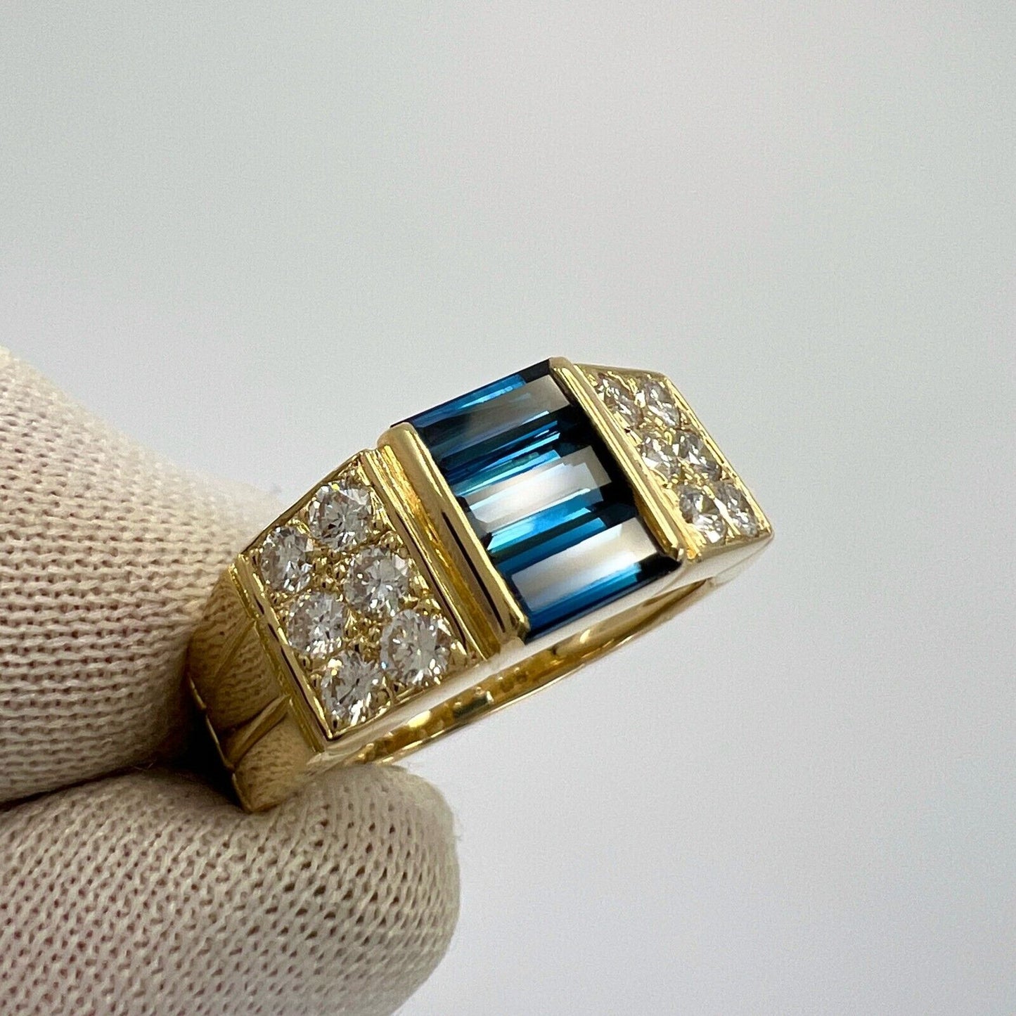 Rare Vintage Van Cleef & Arpels Blue Sapphire And Diamond Cocktail Band Ring