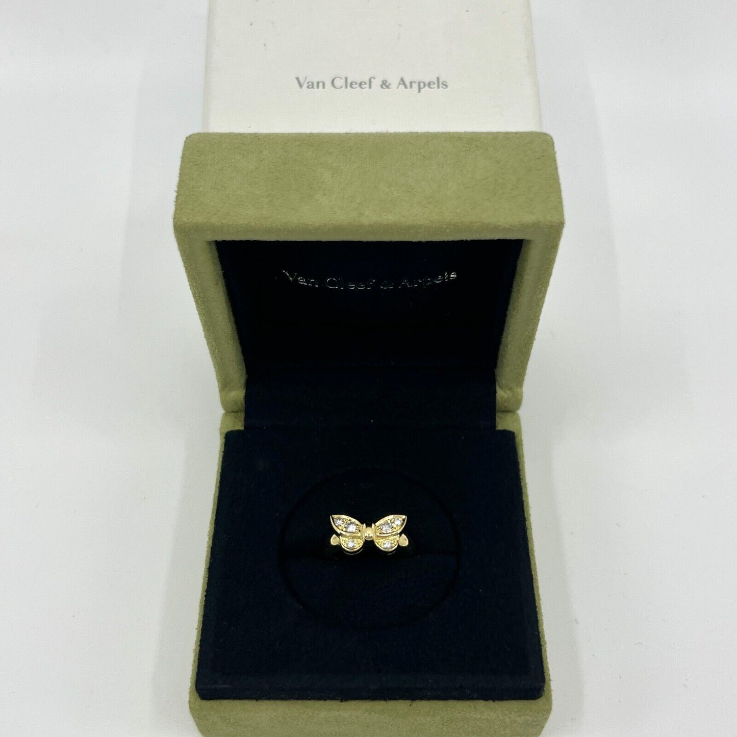 Vintage Van Cleef & Arpels Diamond Papillion Butterfly 18k Yellow Gold Ring