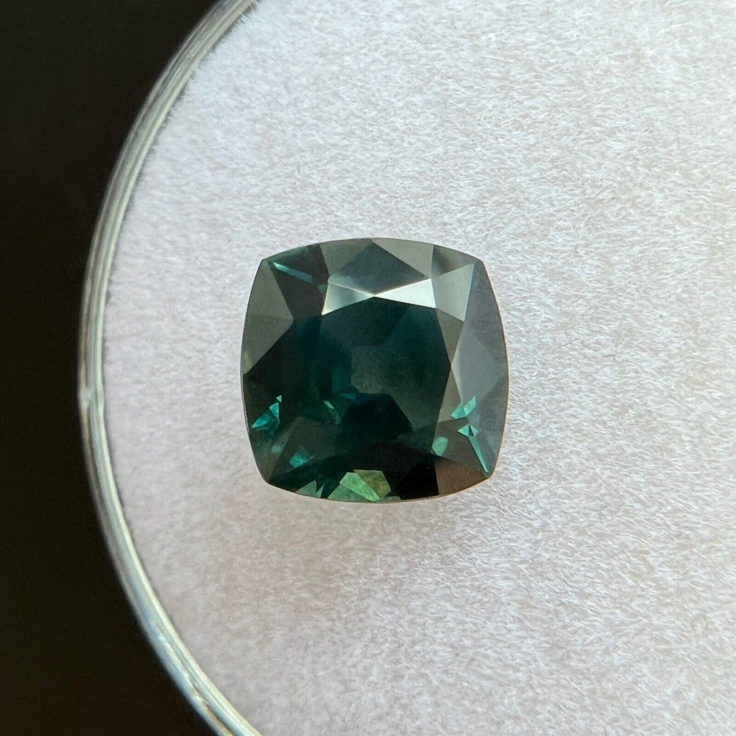 2.17ct NATURAL Deep Blue Green AUSTRALIAN Sapphire Cushion Cut 7.3x7.5mm Gem