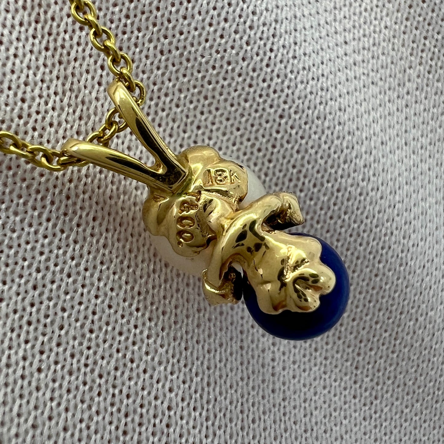 Tiffany & Co. Elsa Peretti Pearl, Lapis Lazuli & Diamond 18k Yellow Gold Pendant