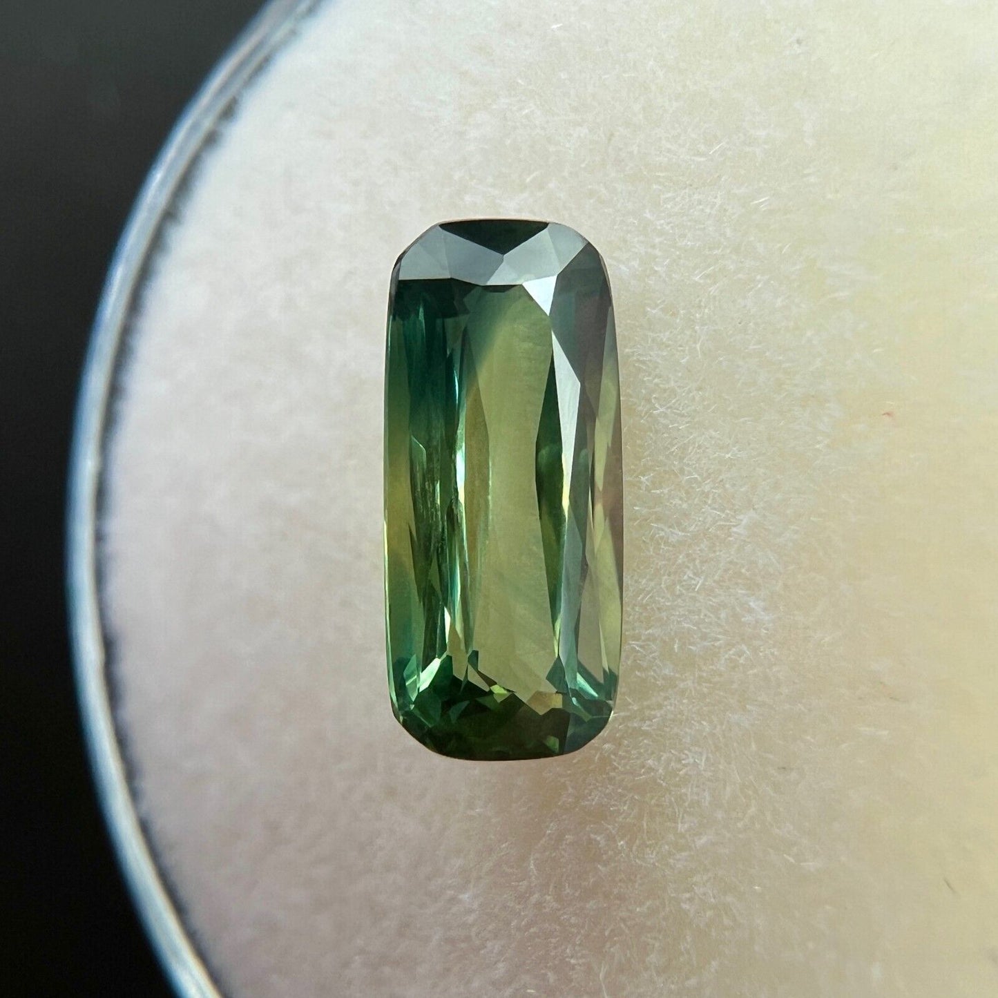 1.48ct UNIQUE Green Sapphire Fancy Cushion Scissor Cut Loose Gem 9.8x4.5mm VVS