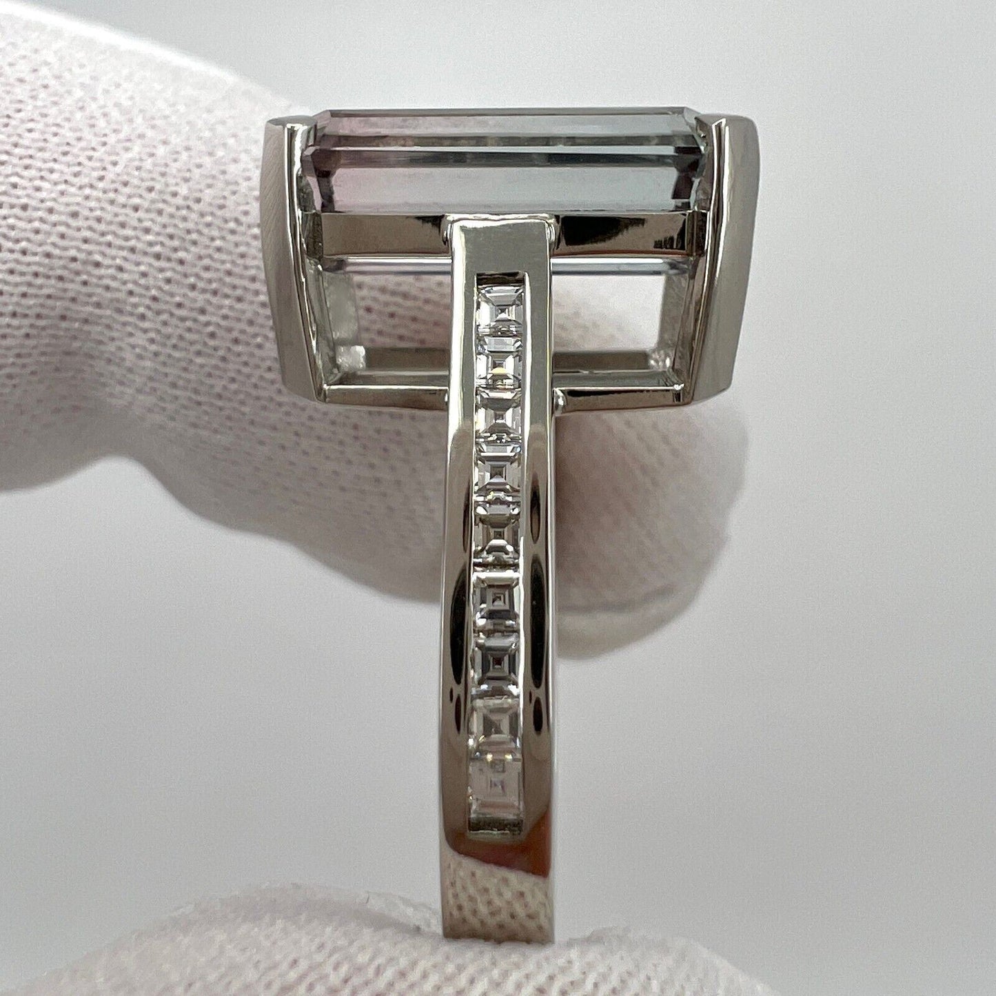 Unique 4 Carat Fancy Bi Colour Tourmaline & Diamond 18k White Gold Squashy Ring