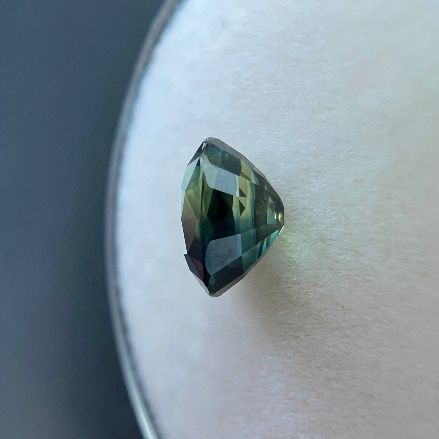 1.36ct Bi Colour Sapphire UNIQUE Australian Blue Green Cushion Cut 6.6x5.6mm VS