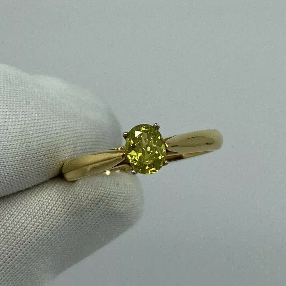 FINE Fancy Vivid Yellow Green Diamond Carat Solitaire 18