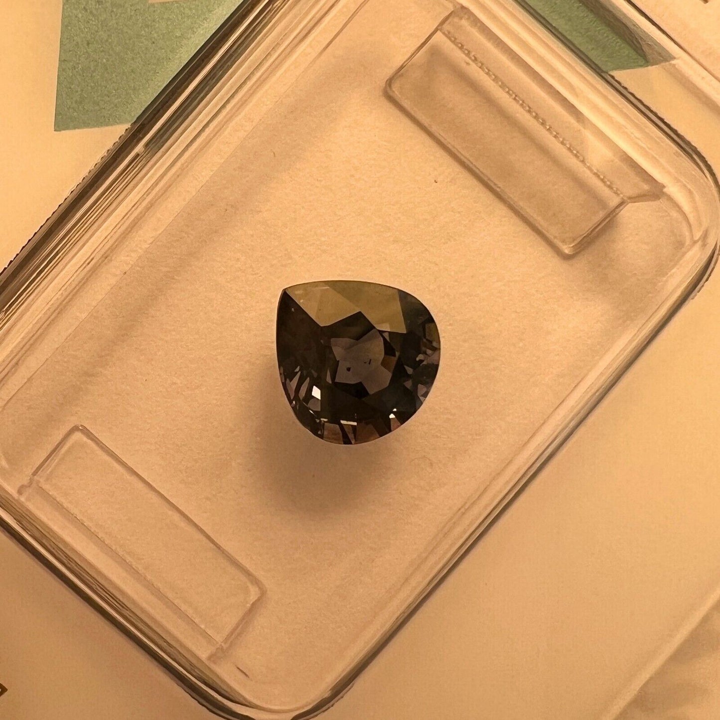 UNHEATED 1.19ct Colour Change Sapphire Green Blue Purple IGI CERTIFIED Pear Cut