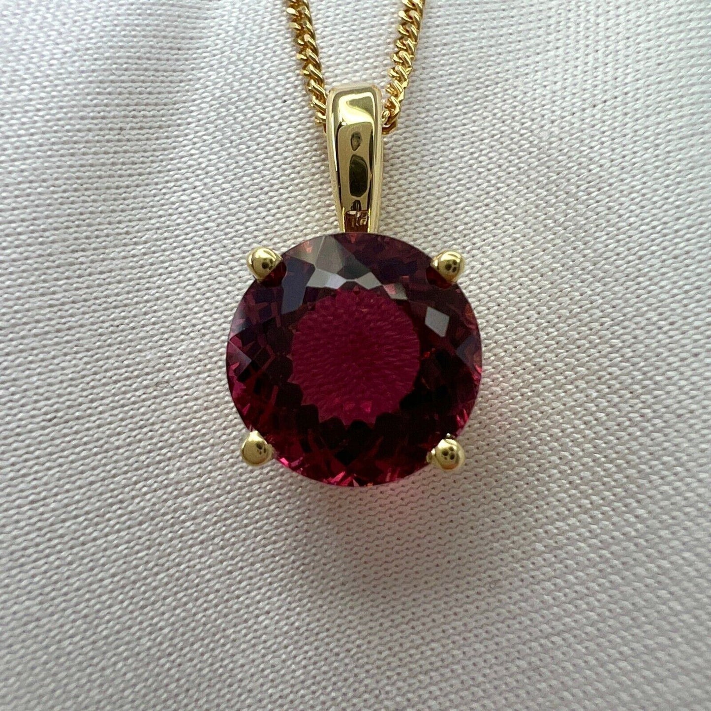 2.56ct Rubellite Tourmaline Pink Orange Fancy Round Cut 18k Yellow Gold Pendant