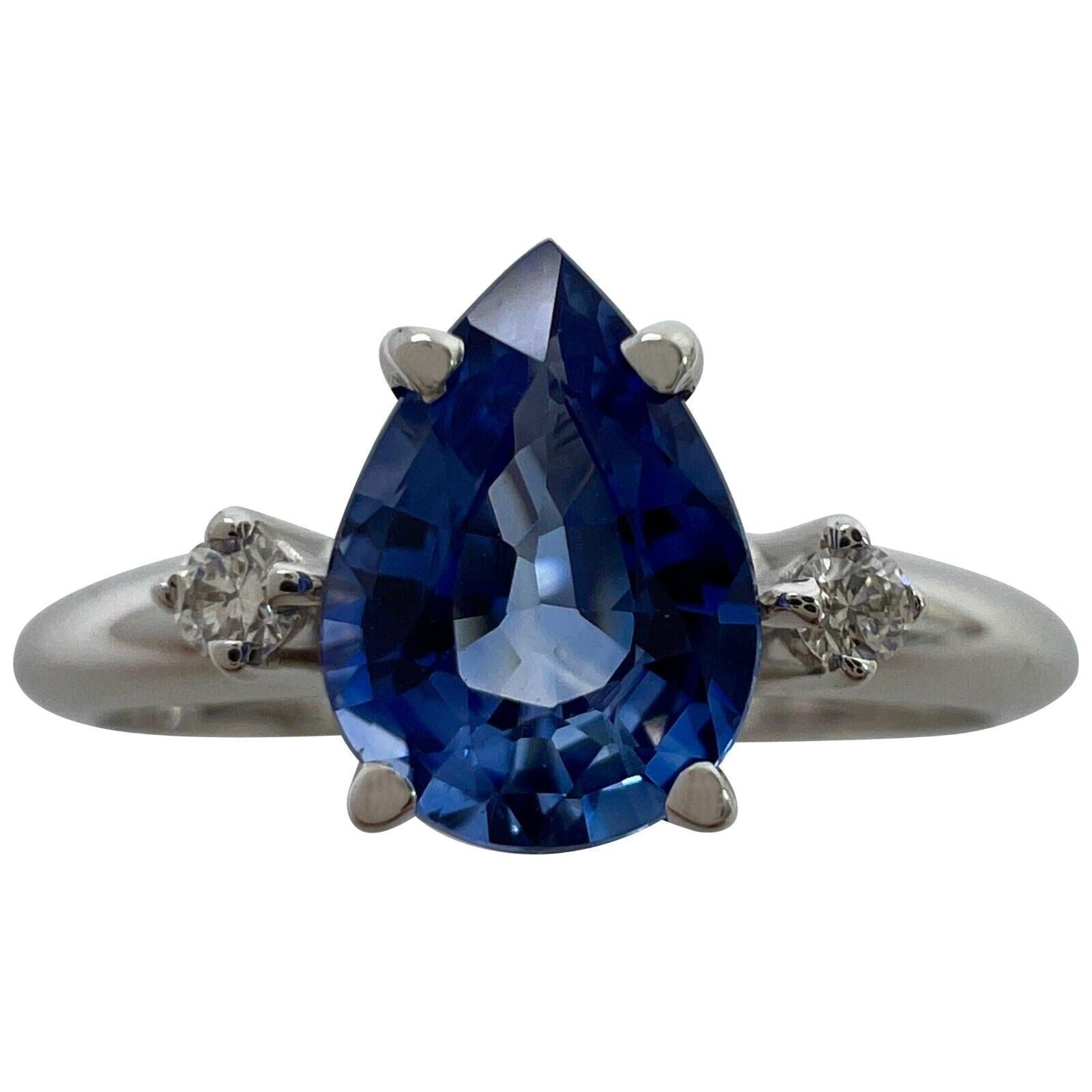 Cornflower Blue Ceylon Sapphire Diamond 18k White Gold