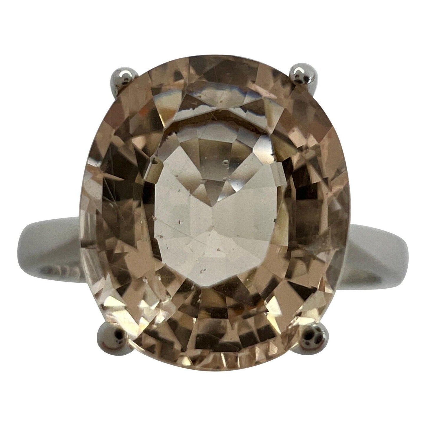 2.76 Carat Peach Pink Orange Morganite Oval Cut White Gold Solitaire Ring