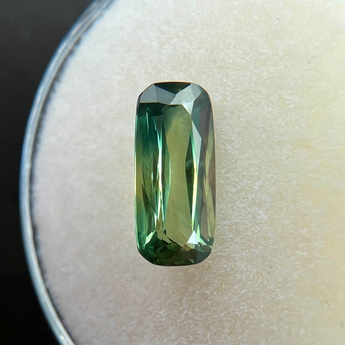 1.48ct UNIQUE Green Sapphire Fancy Cushion Scissor Cut Loose Gem 9.8x4.5mm VVS