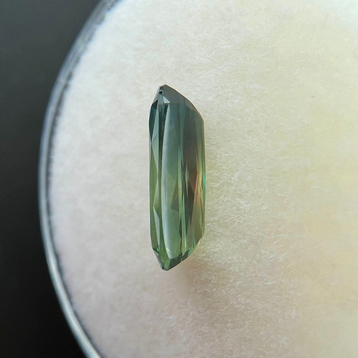 1.48ct UNIQUE Green Sapphire Fancy Cushion Scissor Cut Loose Gem 9.8x4.5mm VVS