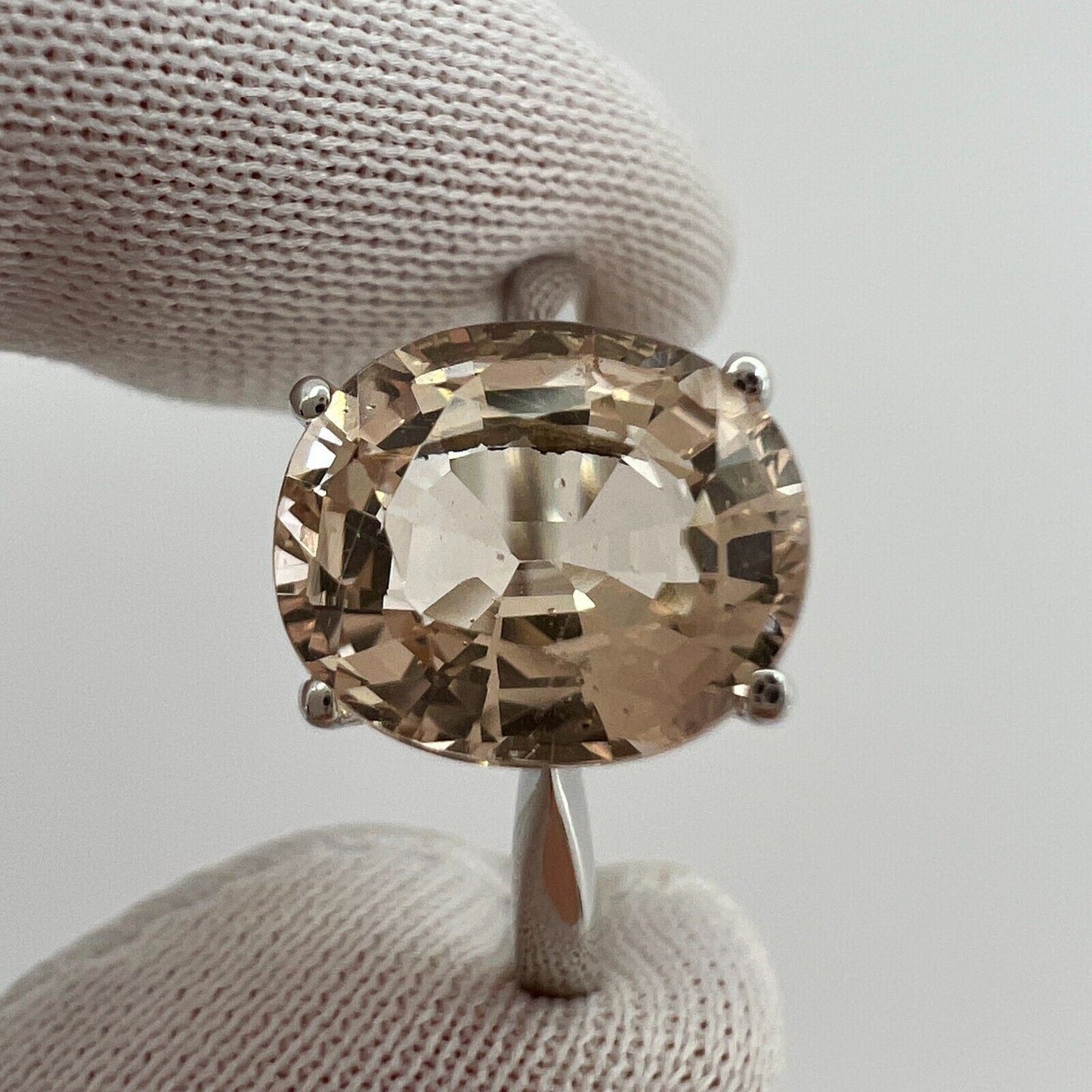 2.76 Carat Peach Pink Orange Morganite Oval Cut White Gold Solitaire Ring