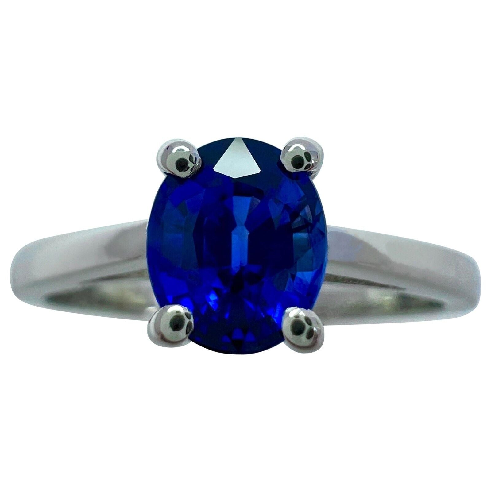 GIA Fine Vivid Cornflower Blue Ceylon Sapphire Oval Cut Platinum