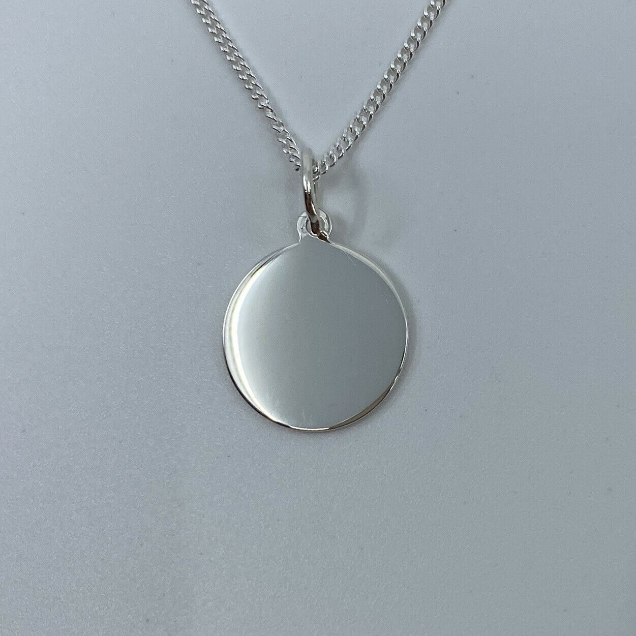 Sterling Silver St. Christopher Medium Round Pendant 16mm Curb Chain Necklace