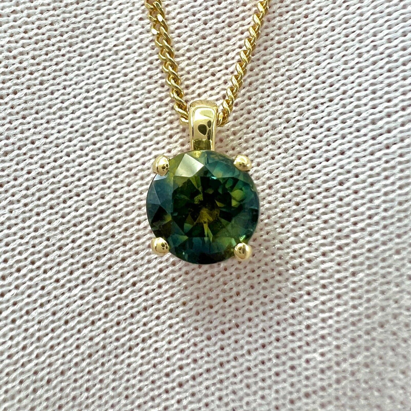 Unique 1ct Natural Parti Color Sapphire & Diamond 18k Gold Hidden Halo Pendant