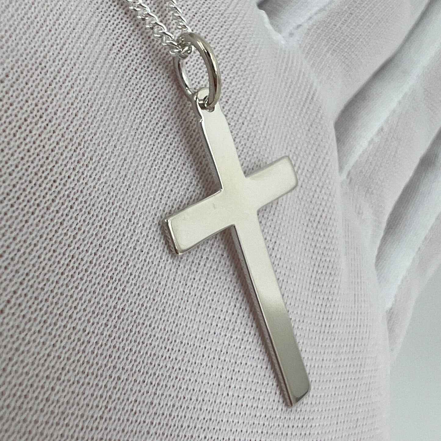 925 Sterling Silver Cross Pendant Curb Chain Pendant Necklace