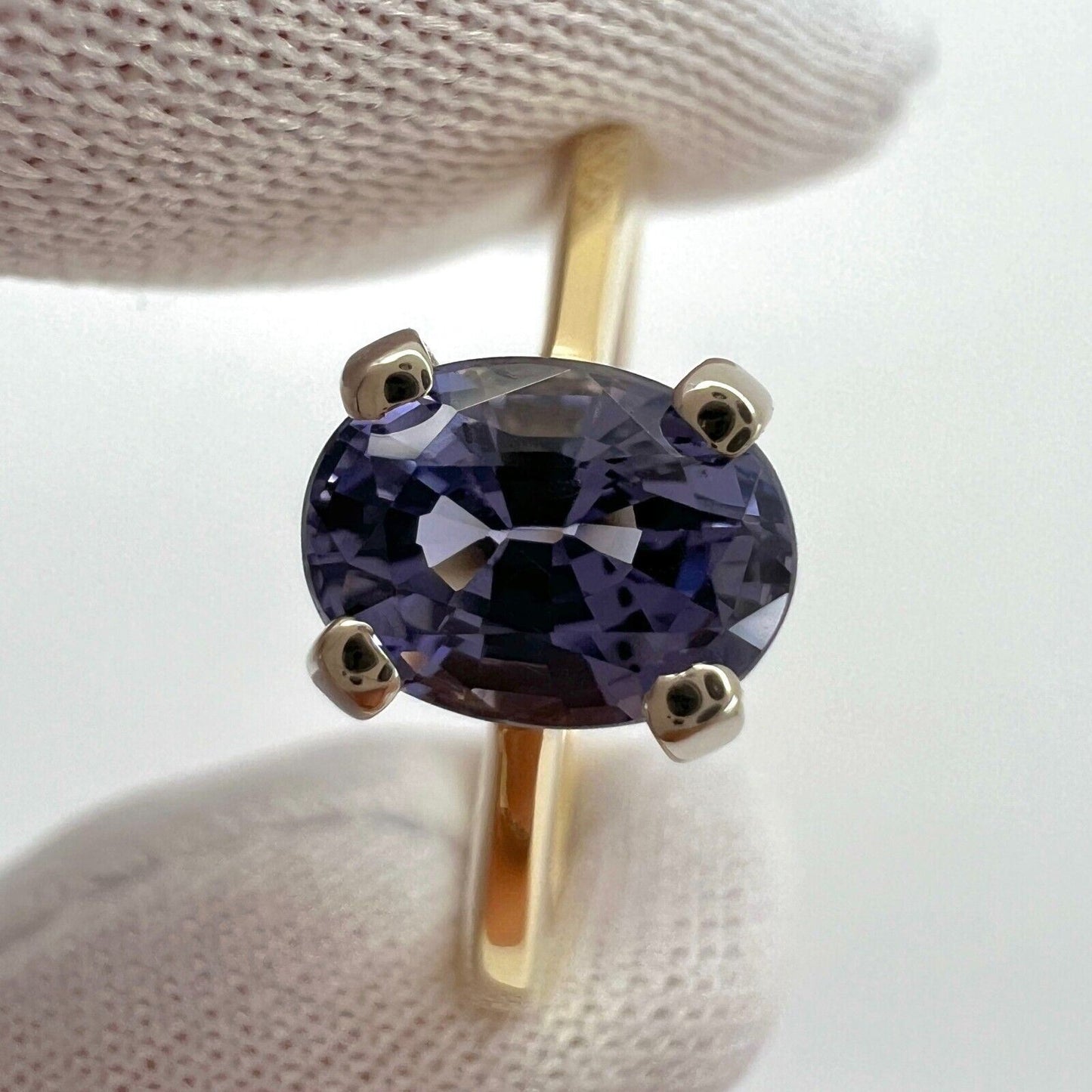 1.14 Carat Lilac Purple Spinel Oval Cut 18k Yellow & White Gold Solitaire Ring