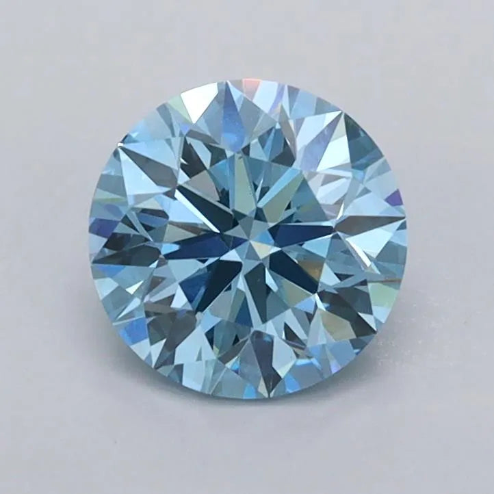 0.97ct Round Lab Grown Diamond (Colour Fancy Vivid Blue, Clarity VVS2, Cut ID, IGI Certified)