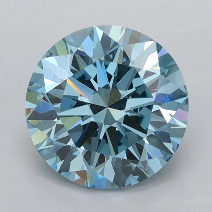 1.49ct Round Lab Grown Diamond (Colour Fancy Vivid Blue, Clarity VVS1, Cut ID, IGI Certified)
