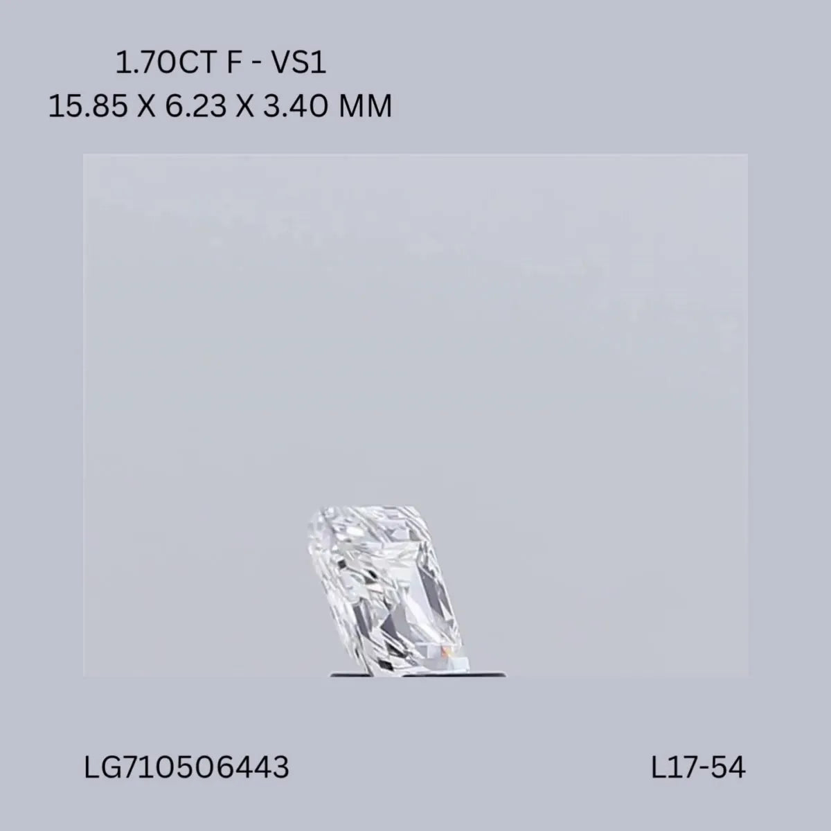 1.70ct Lozenge Lab Grown Diamond (Colour F, Clarity VS1, IGI Certified)