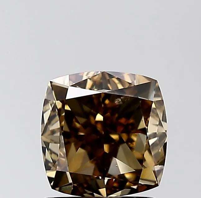 1.50ct Cushion brilliant Natural Diamond (Colour Fancy Dark Yellowish Brown, Clarity VS1, GIA Certified)