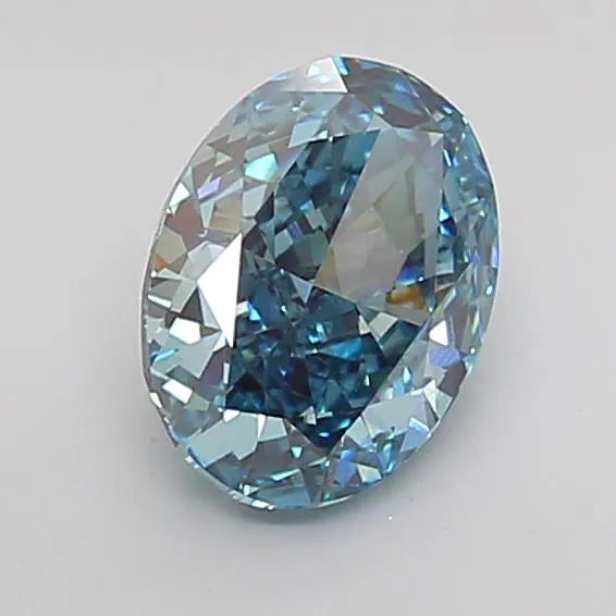 2.06ct Oval Lab Grown Diamond (Colour Fancy Vivid Greenish Blue, Clarity VS1, IGI Certified)