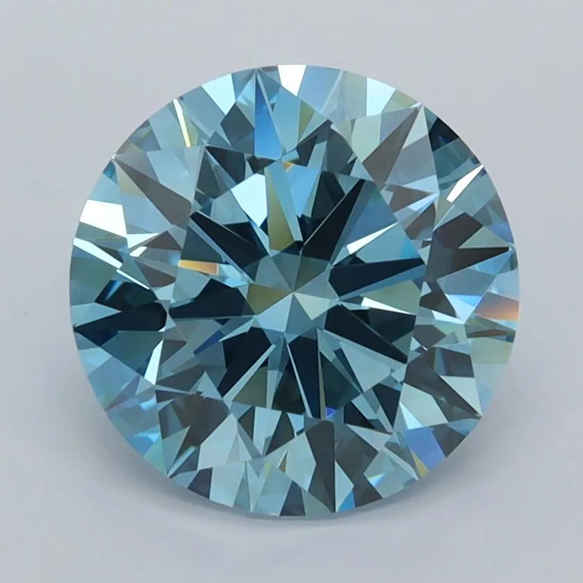 2.53ct Round Lab Grown Diamond (Colour Fancy Vivid Blue, Clarity VVS1, Cut ID, IGI Certified)