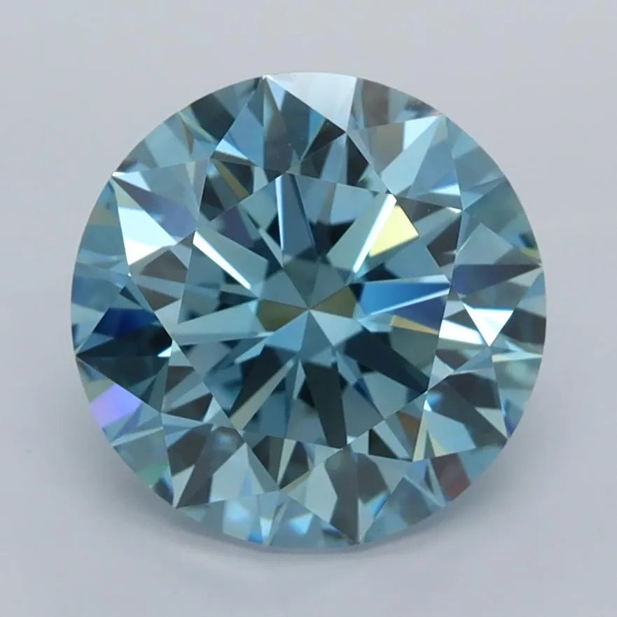 3.02ct Round Lab Grown Diamond (Colour Fancy Vivid Blue, Clarity VVS1, Cut ID, IGI Certified)