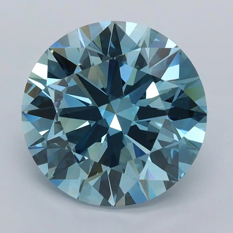 3.20ct Round Lab Grown Diamond (Colour Fancy Vivid Blue, Clarity VVS1, Cut ID, IGI Certified)