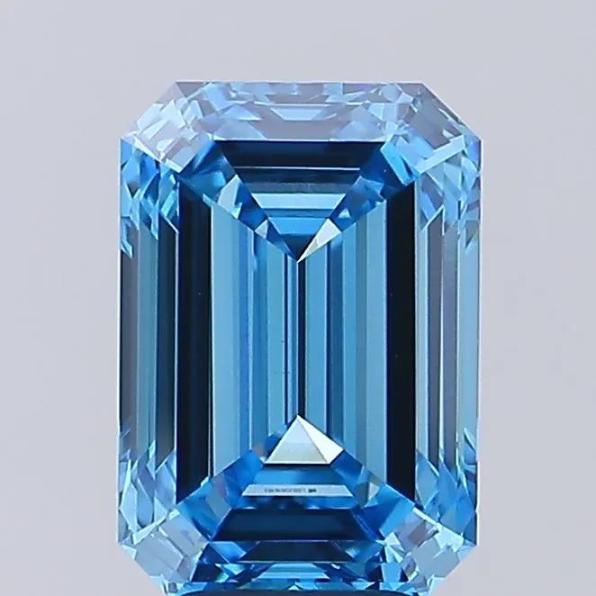 5.07ct Emerald Lab Grown Diamond (Colour Fancy Vivid Blue, Clarity VVS2, IGI Certified)