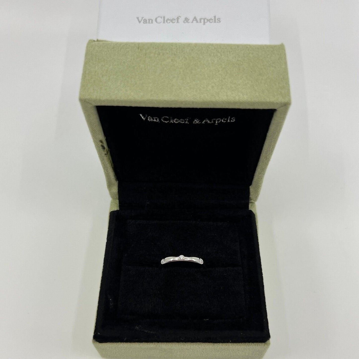 Vintage Van Cleef & Arpels Natural Diamond Platinum Band Etoile Ring 5.25 EU50