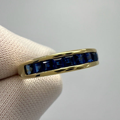 Tiffany & Co. Blue Sapphire Square Princess 18k Yellow Gold Eternity Band Ring