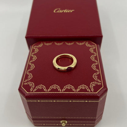 Vintage Cartier Deep Red Ruby Ellipse 18k Yellow Gold Oval Cut Solitaire Ring 49