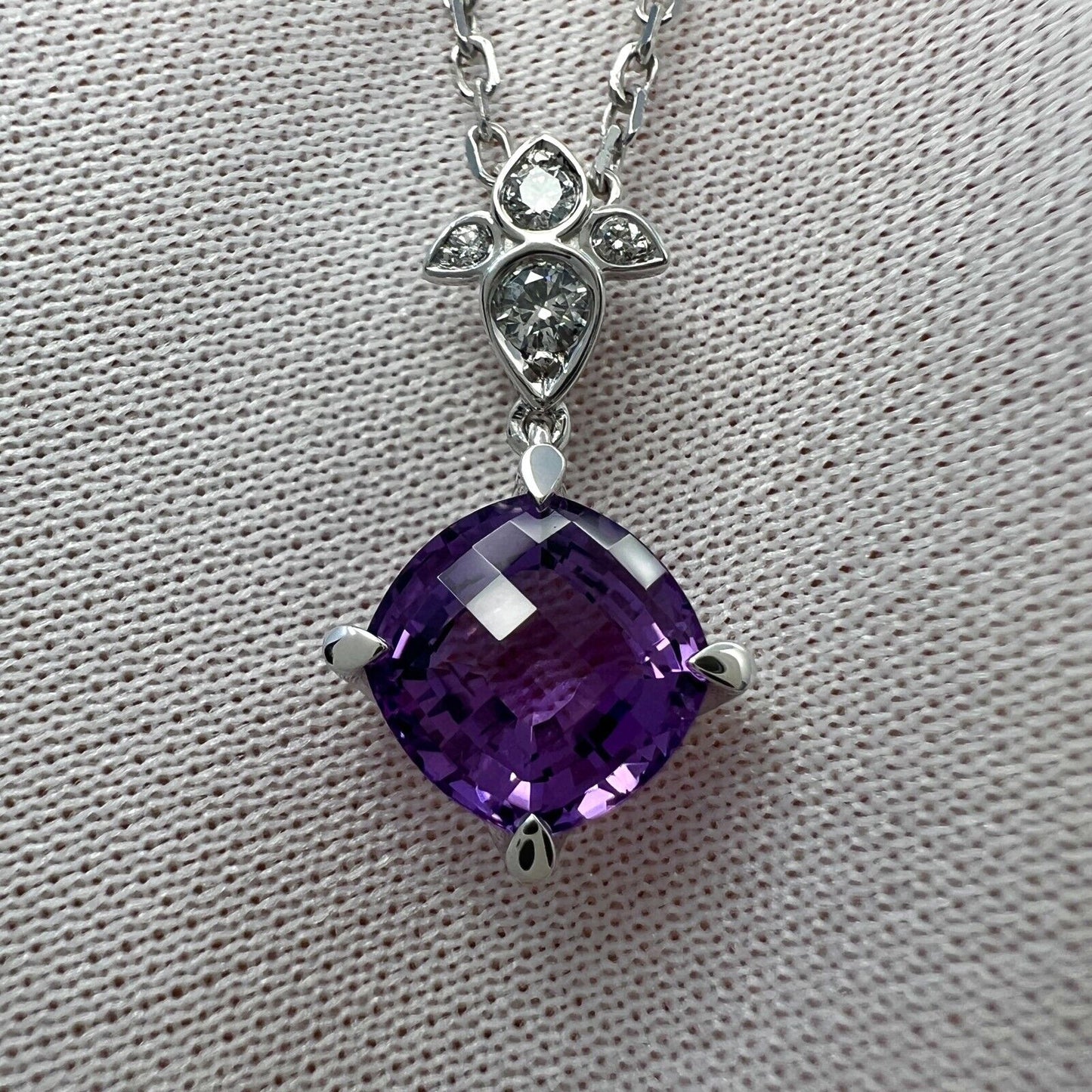 Rare Cartier Inde Mysterieuse Purple Amethyst Diamond 18k White Gold Necklace