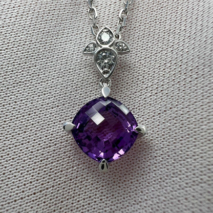 Rare Cartier Inde Mysterieuse Purple Amethyst Diamond 18k White Gold Necklace