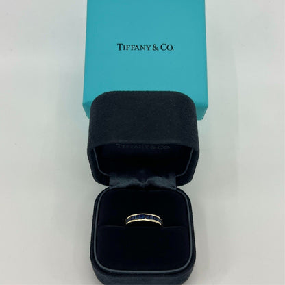 Tiffany & Co. Blue Sapphire Square Princess 18k Yellow Gold Eternity Band Ring